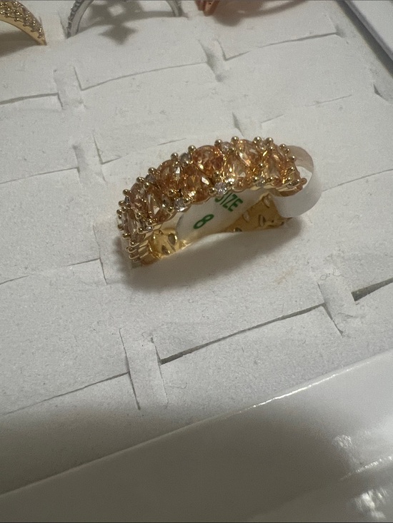 Jewelry - Gold-Tone Champagne Stone Cluster Band - Women Jewelry
